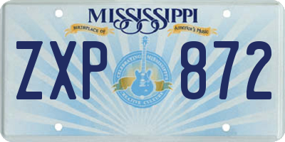 MS license plate ZXP872