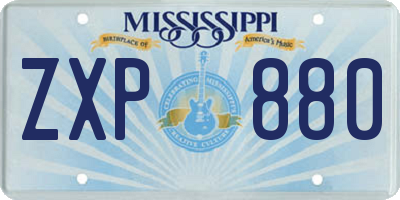 MS license plate ZXP880