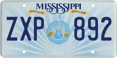 MS license plate ZXP892