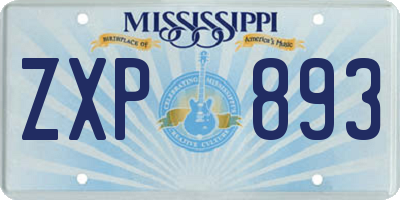 MS license plate ZXP893