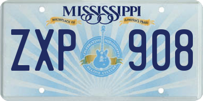MS license plate ZXP908
