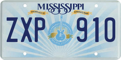 MS license plate ZXP910