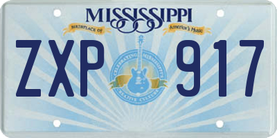MS license plate ZXP917