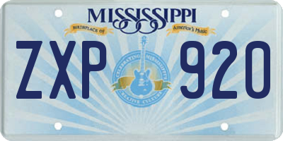 MS license plate ZXP920
