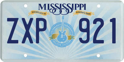 MS license plate ZXP921