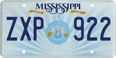MS license plate ZXP922