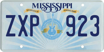MS license plate ZXP923