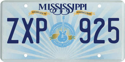 MS license plate ZXP925