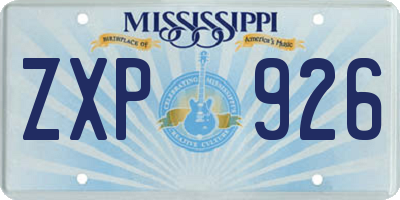 MS license plate ZXP926