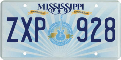 MS license plate ZXP928