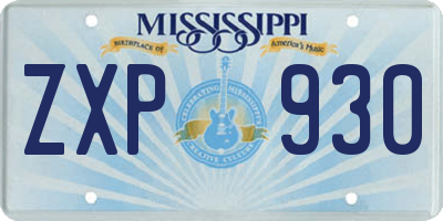 MS license plate ZXP930