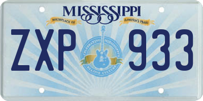 MS license plate ZXP933
