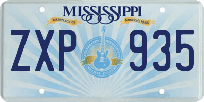 MS license plate ZXP935