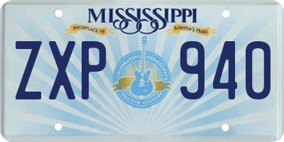 MS license plate ZXP940