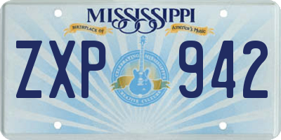 MS license plate ZXP942