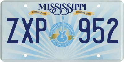 MS license plate ZXP952