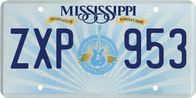 MS license plate ZXP953