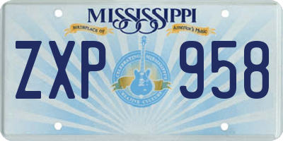 MS license plate ZXP958