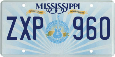 MS license plate ZXP960