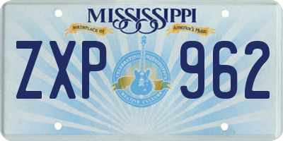 MS license plate ZXP962