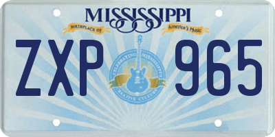MS license plate ZXP965