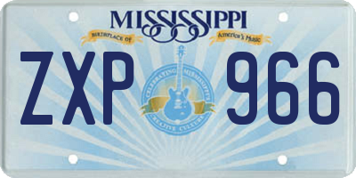 MS license plate ZXP966
