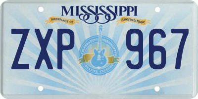 MS license plate ZXP967