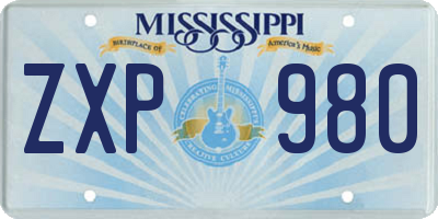 MS license plate ZXP980