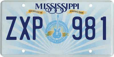 MS license plate ZXP981