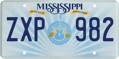 MS license plate ZXP982