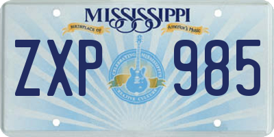 MS license plate ZXP985