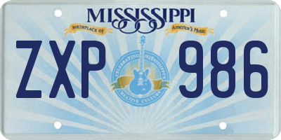 MS license plate ZXP986