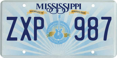 MS license plate ZXP987