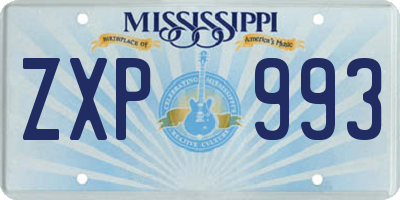 MS license plate ZXP993