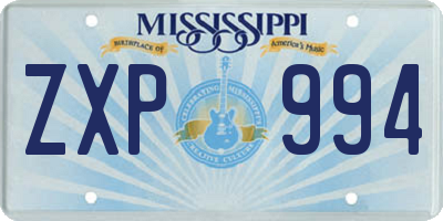 MS license plate ZXP994