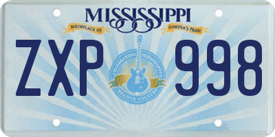 MS license plate ZXP998