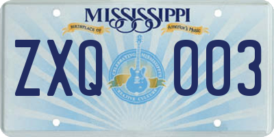 MS license plate ZXQ003