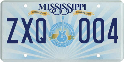 MS license plate ZXQ004
