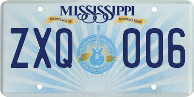 MS license plate ZXQ006