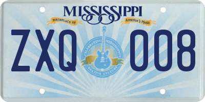 MS license plate ZXQ008