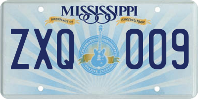 MS license plate ZXQ009