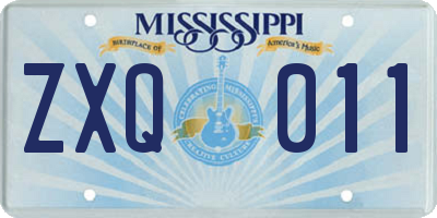 MS license plate ZXQ011