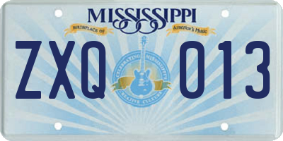 MS license plate ZXQ013