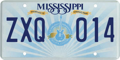 MS license plate ZXQ014