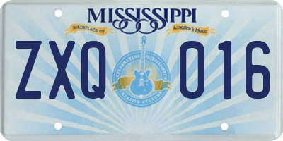 MS license plate ZXQ016
