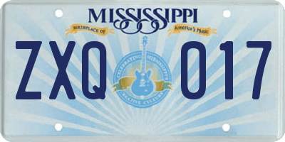 MS license plate ZXQ017