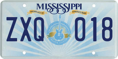 MS license plate ZXQ018