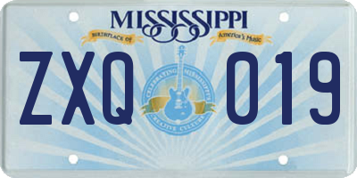 MS license plate ZXQ019