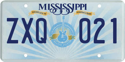 MS license plate ZXQ021