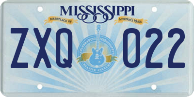 MS license plate ZXQ022